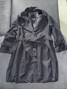 Women's Black Belted Trench Coat